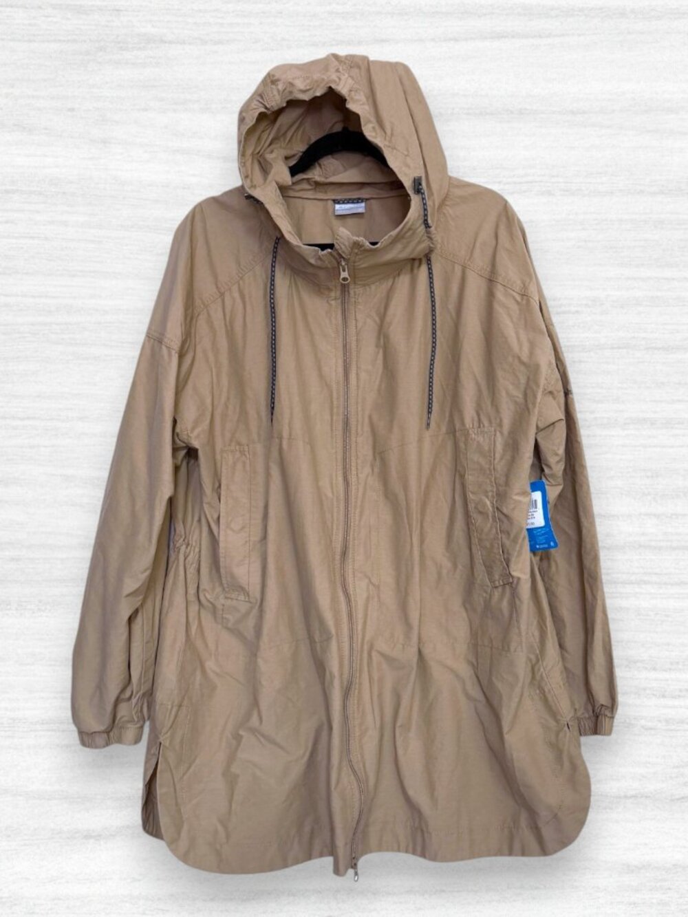 Columbia Little Fields Longline Hooded Utility Anorak Jacket Tan Plus 2X NWT